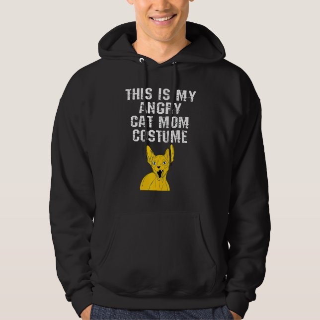 My Angry Cat Mom Costume Sphynx Retro 80s Eighties Hoodie (Front)