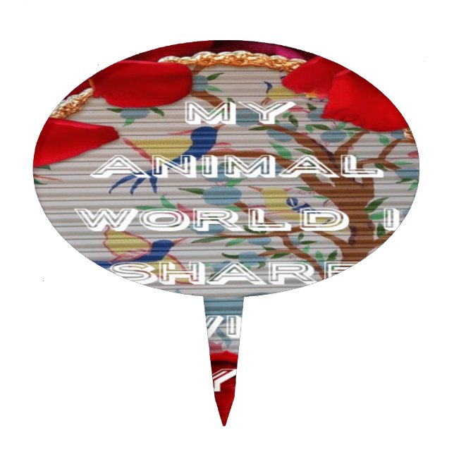 My Animal World: Beautiful Tree and Bird Design Cake Topper (Front)