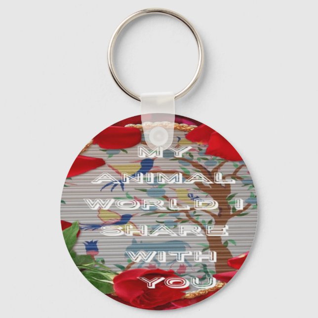 My Animal World: Beautiful Tree and Bird Design Keychain (Front)