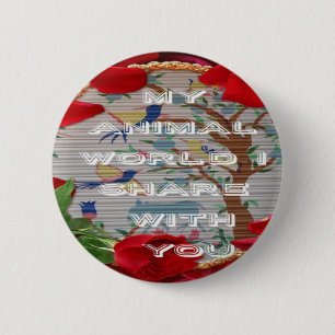 My Animal World: Beautiful Tree and Bird Design Pinback Button