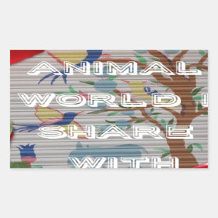My Animal World: Beautiful Tree and Bird Design Rectangular Sticker