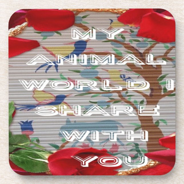 My animals world valentine.png drink coaster (Front)