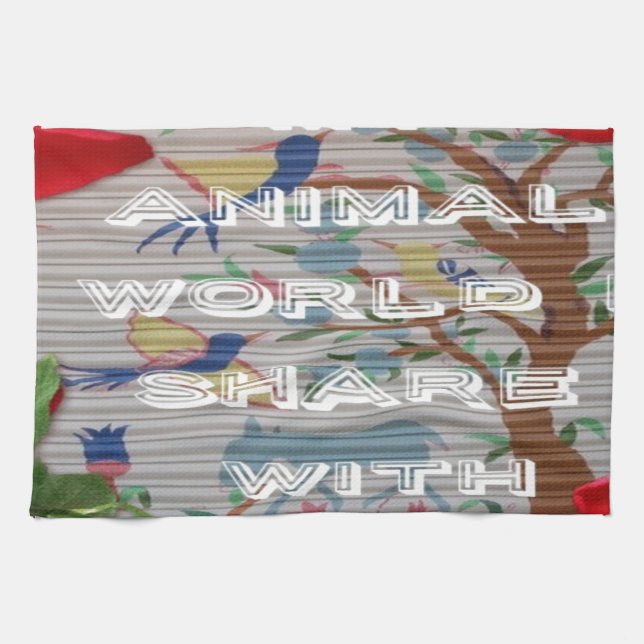 My animals world valentine.png towel (Horizontal)