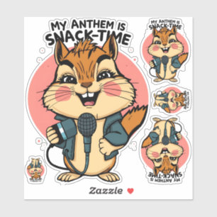 My Anthem Is Snack-Time Funny Punk Squirrel Microp Sticker