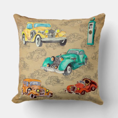 My antique or classic car collection Throw Pillow