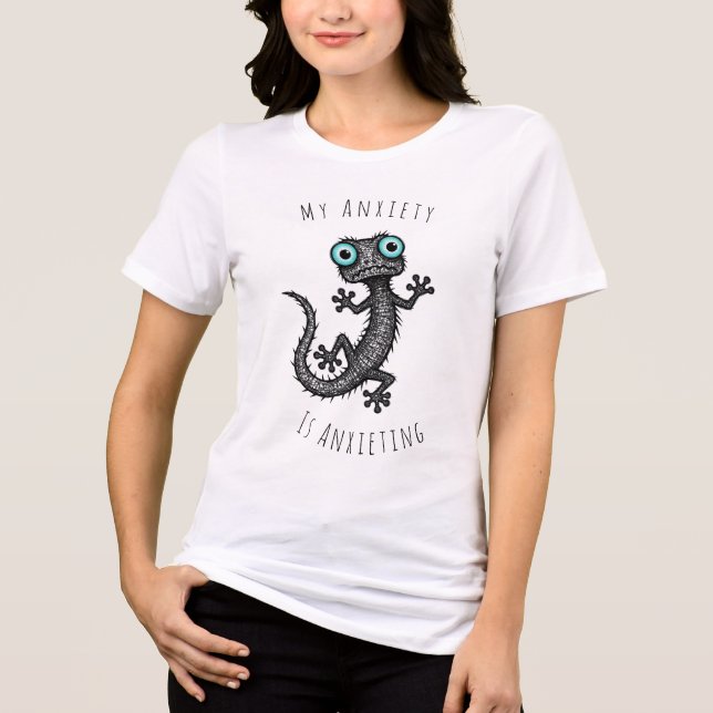 My Anxiety is Anxieting funny Gecko T-Shirt Tri-Blend Shirt (Front)