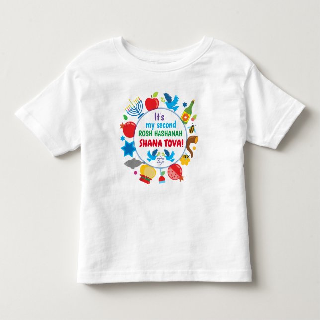🍯 🍎🐟 My (any number) Rosh Hashanah, custom text Toddler T-shirt (Front)