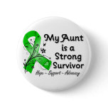 My Aunt is a Strong Survivor Green Ribbon Pinback Button