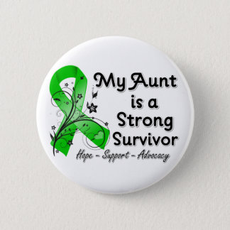 My Aunt is a Strong Survivor Green Ribbon Pinback Button