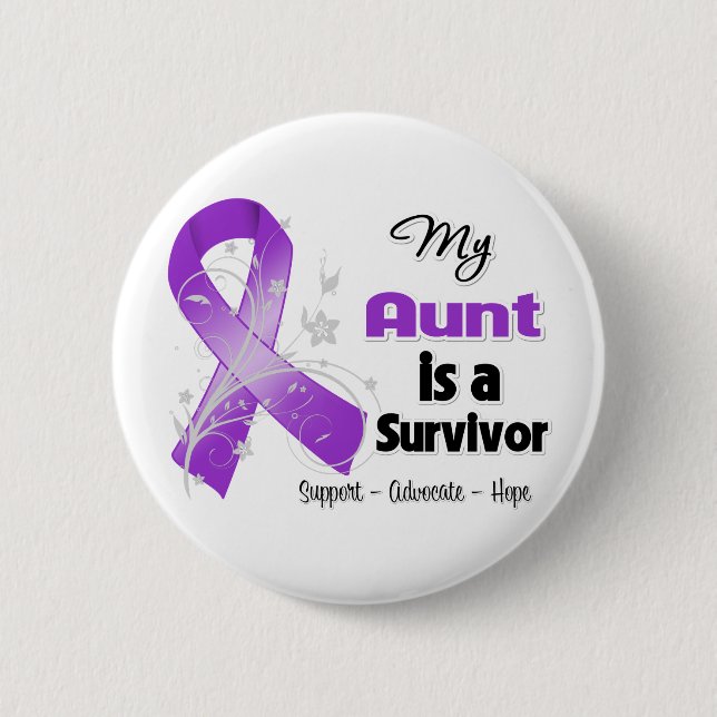 My Aunt is a Survivor Purple Ribbon Button (Front)