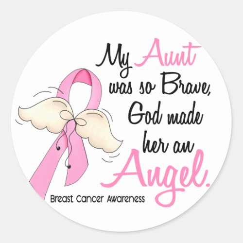 My Aunt Is An Angel 2 Breast Cancer Classic Round Sticker