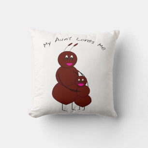 My Aunt Loves Me Ant Cute Aunt and Child Ant Throw Pillow