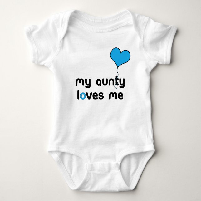 My Aunt loves me bright blue Heart Balloon Baby Bodysuit (Front)