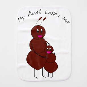 My Aunt Loves Me Cute Ant Family Hug Baby Burp Cloth