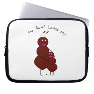 My Aunt Loves Me Cute Ant Family Hug Laptop Sleeve