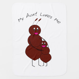 My Aunt Loves Me Cute Cartoon Ant Pun Receiving Blanket