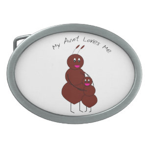 My Aunt Loves Me Cute Sweet Ant Family Hug Oval Belt Buckle