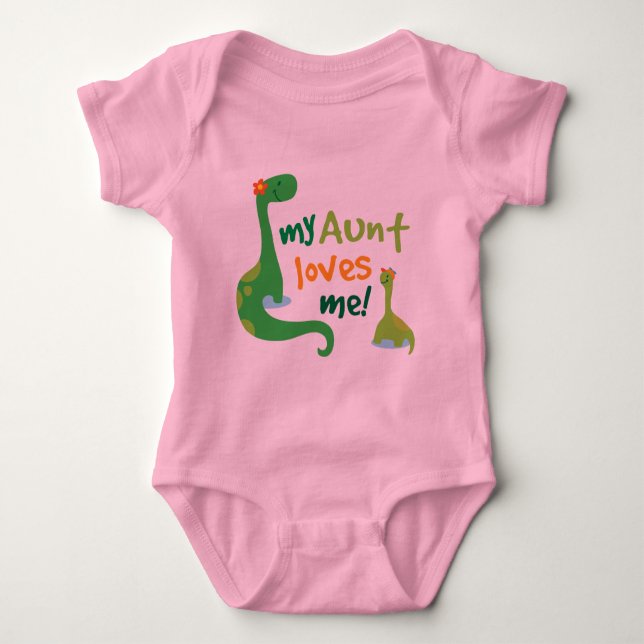 My Aunt Loves Me Dinosaur Baby Bodysuit (Front)