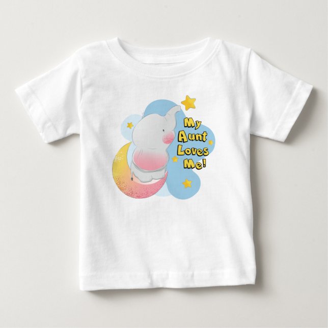 My Aunt Loves Me Elephant Baby T-Shirt (Front)