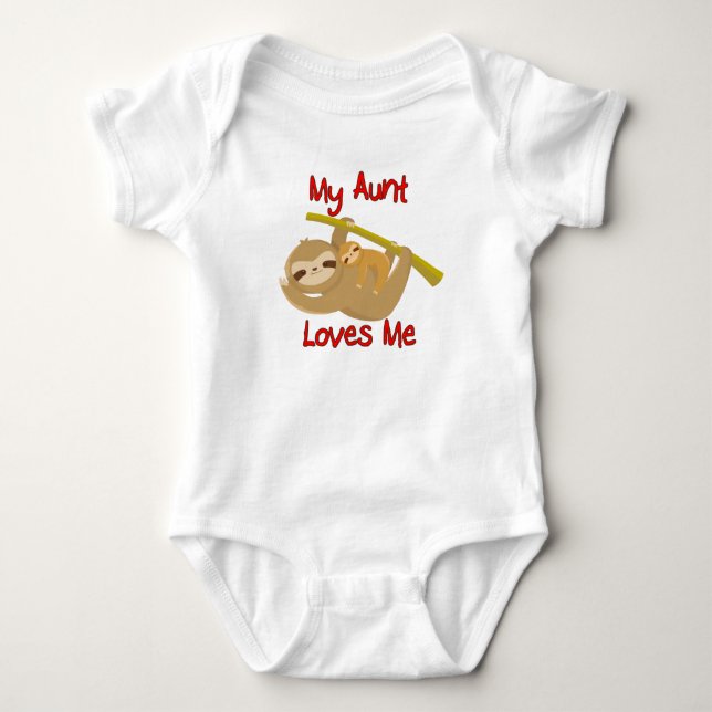My Aunt Loves Me Sloth Baby Bodysuit (Front)