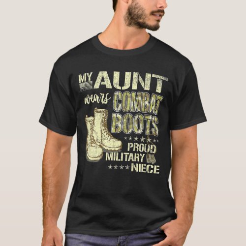 My Aunt Wears Combat Boots Dog Tag Proud Military  T_Shirt