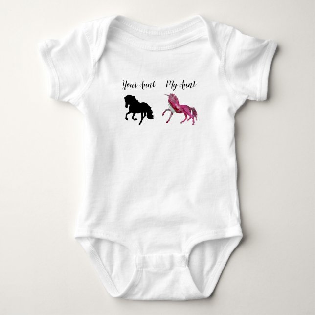 My Aunt Your Unicorn Horse  Bodysuit Jumpsuit Baby (Front)