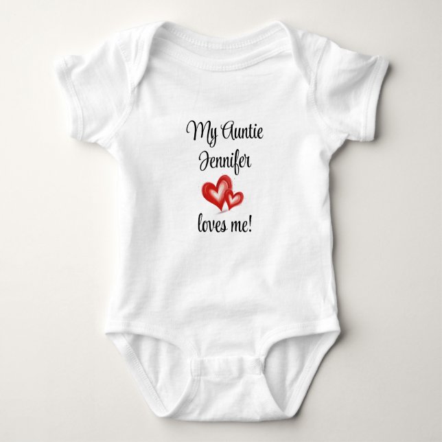 My Auntie Loves Me, Personalized Gift From Aunt,   Baby Bodysuit (Front)