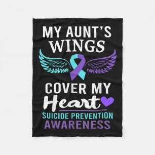 My Aunt's Wings Cover Heart Suicide Awareness Ribb Fleece Blanket