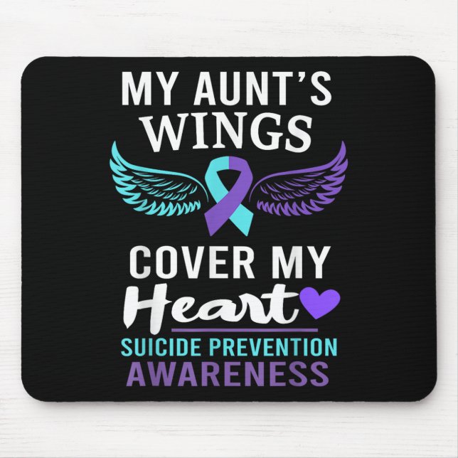 My Aunt's Wings Cover Heart Suicide Awareness Ribb Mouse Pad (Front)