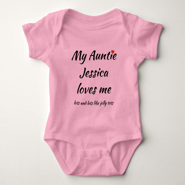 My Aunty Loves Me Baby Body Suit with Custom Name Bodysuit (Front)