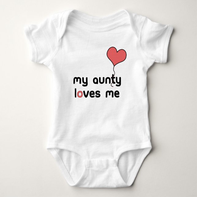 My Aunty loves me Red Heart Balloon Baby Bodysuit (Front)