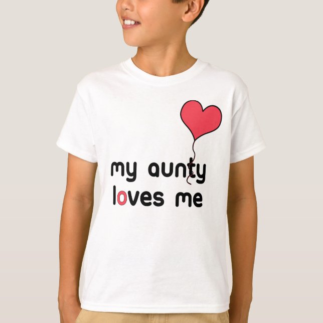 My Aunty loves me red Heart Balloon T-Shirt (Front)