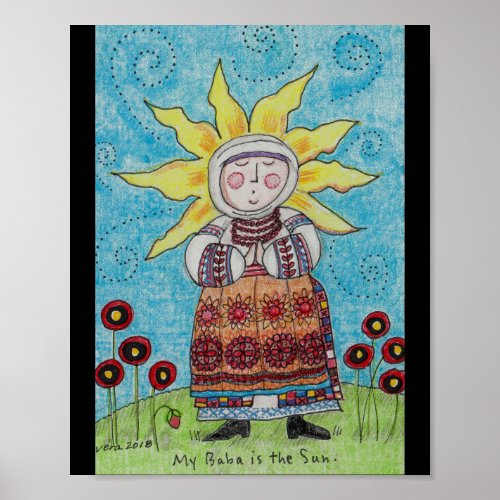 My Baba is the Sun Ukrainian Folk Art Poster