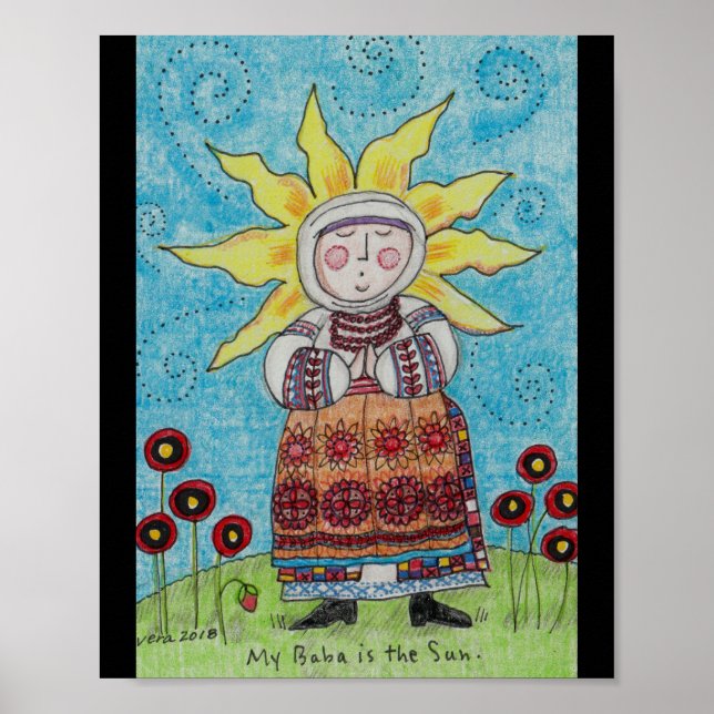 My Baba is the Sun Ukrainian Folk Art Poster (Front)