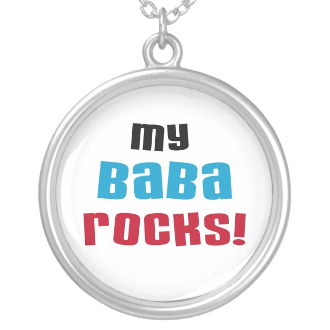 My Baba Rocks Silver Plated Necklace (Front)