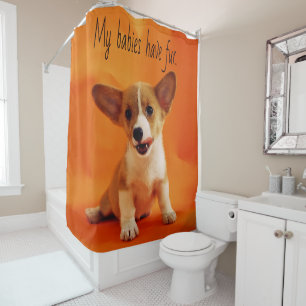 My babies have fur dog, cute puppies, puppy shower curtain