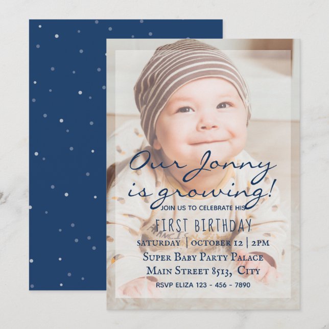 My Baby 1st Birthday - Simple Photo Invitation (Front/Back)