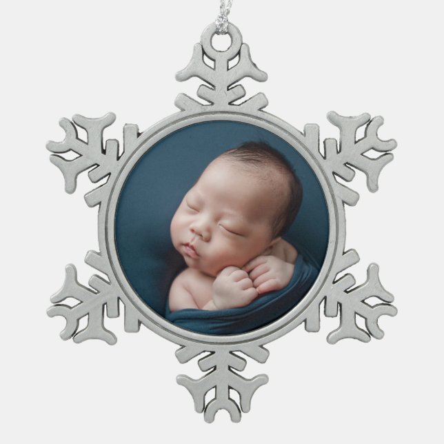 My baby 1st Christmas  Snowflake Pewter Christmas Ornament (Front)