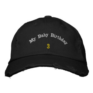 My Baby Birthday 3 Black Birthday-Hat Celebration Embroidered Baseball Cap