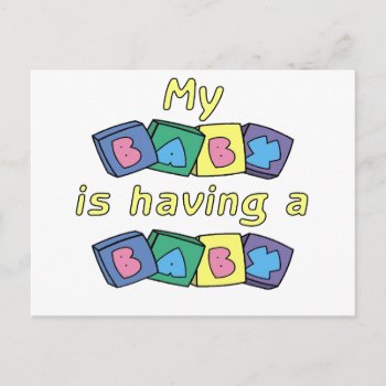 My Baby Is Having A Baby Announcement Postcard by MishMoshTees at Zazzle