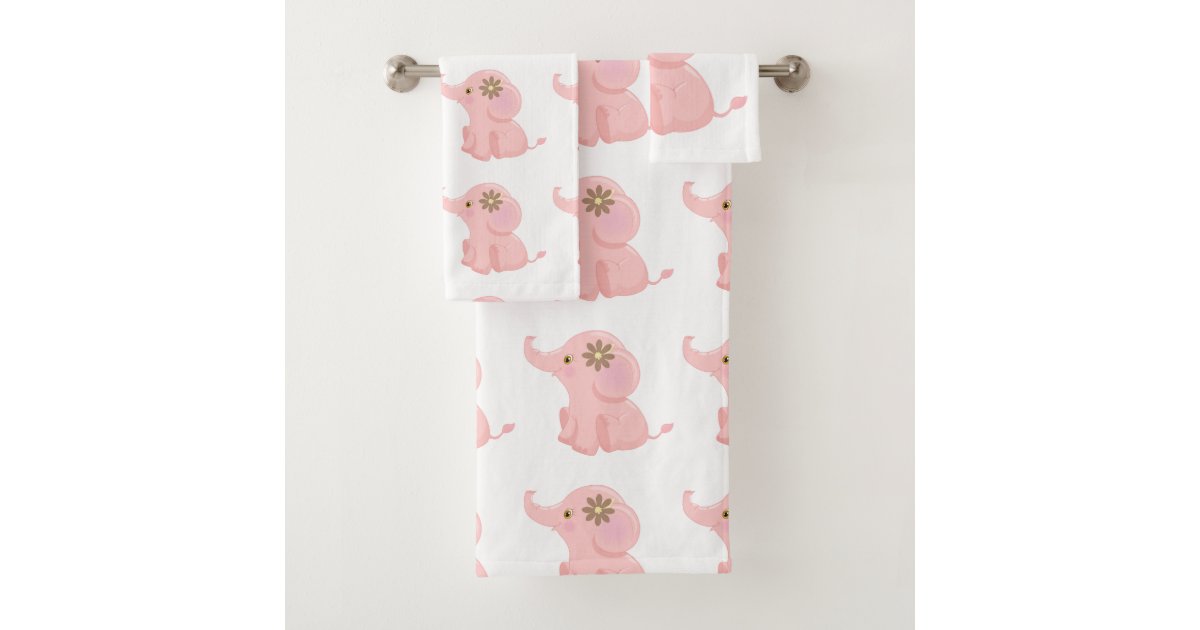 My Baby Pink Elephant Bath Towel Set Zazzle