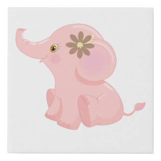 My Baby Pink Elephant Faux Canvas Print