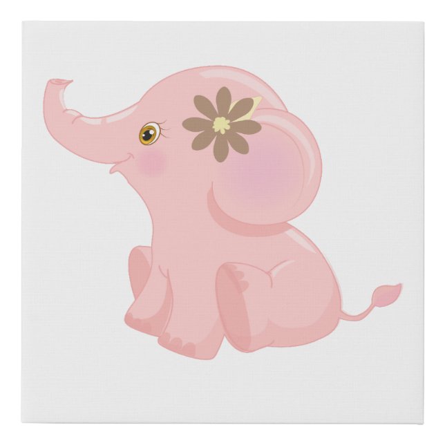 My Baby Pink Elephant Faux Canvas Print (Front)