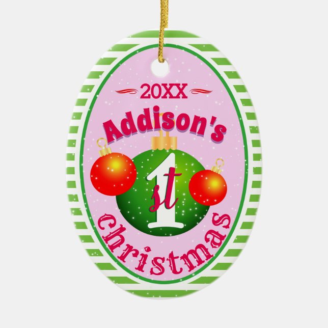 My Baby's (Name)1st First Christmas Ceramic Ornament (Front)