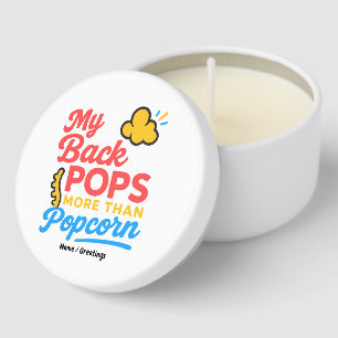 My Back Pops More Than Popcorn Funny Retro Spine Mini Candle Favors