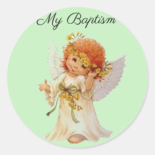 My Baptism angel Classic Round Sticker (Front)
