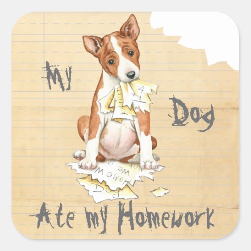 My Basenji Ate My Homework Square Sticker