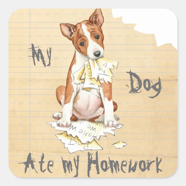 My Basenji Ate My Homework Square Sticker (Front)