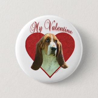 My Basset Hound Valentine Button