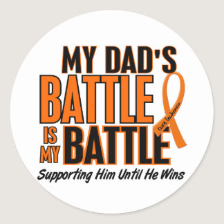 My Battle Too Dad Leukemia Classic Round Sticker